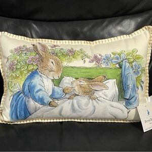 Peter Rabbit Decorative Throw Pillow - Pastel Floral & Blue